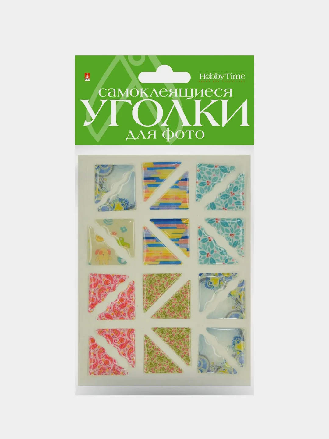 Голубой уголки самоклеящиеся для фото, 24 штуки