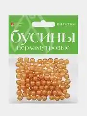 Оранжевый бусины круглые, перламутровые, диаметр 10 мм