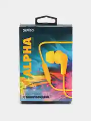 Желтый внутриканальные наушники с микрофоном Perfeo ALPHA