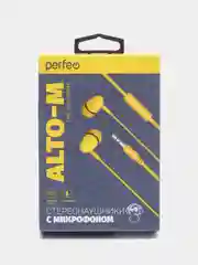 Желтый наушники внутриканальные c микрофоном Perfeo ALTO-M, разные цвета