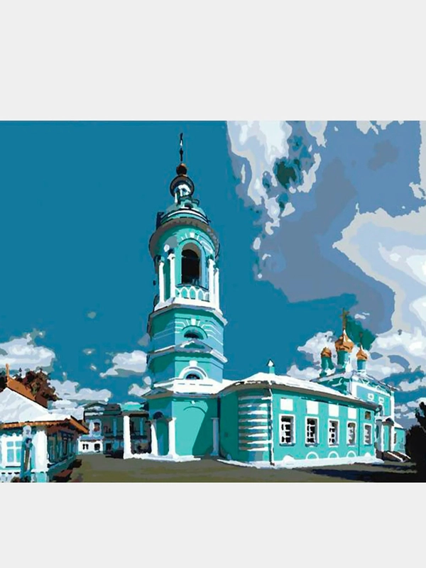 Картина по номерам на холсте с подрамником 50 х 40 "Богоявленская церковь"