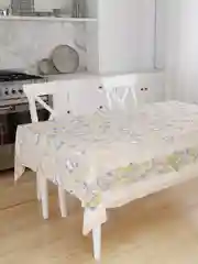Бежевый скатерть Посуда, рогожка