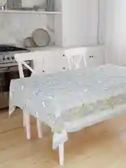 Бежевый скатерть Посуда, рогожка