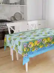 Голубой скатерть Лимоны, рогожка