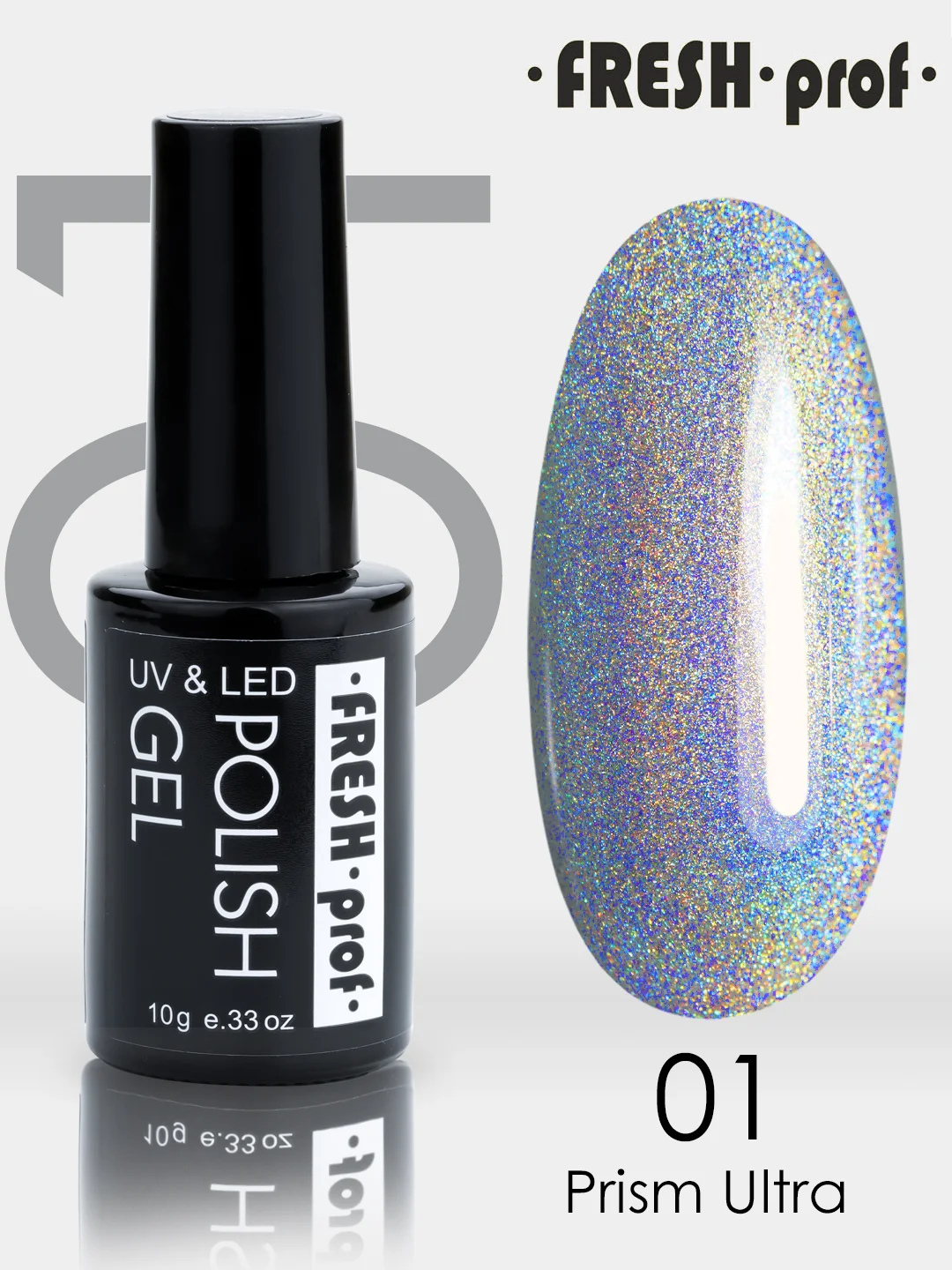 Голубой гель-лак для ногтей Fresh Prof Prism Ultra, 10г с шиммером глиттером блеском светоотражающ