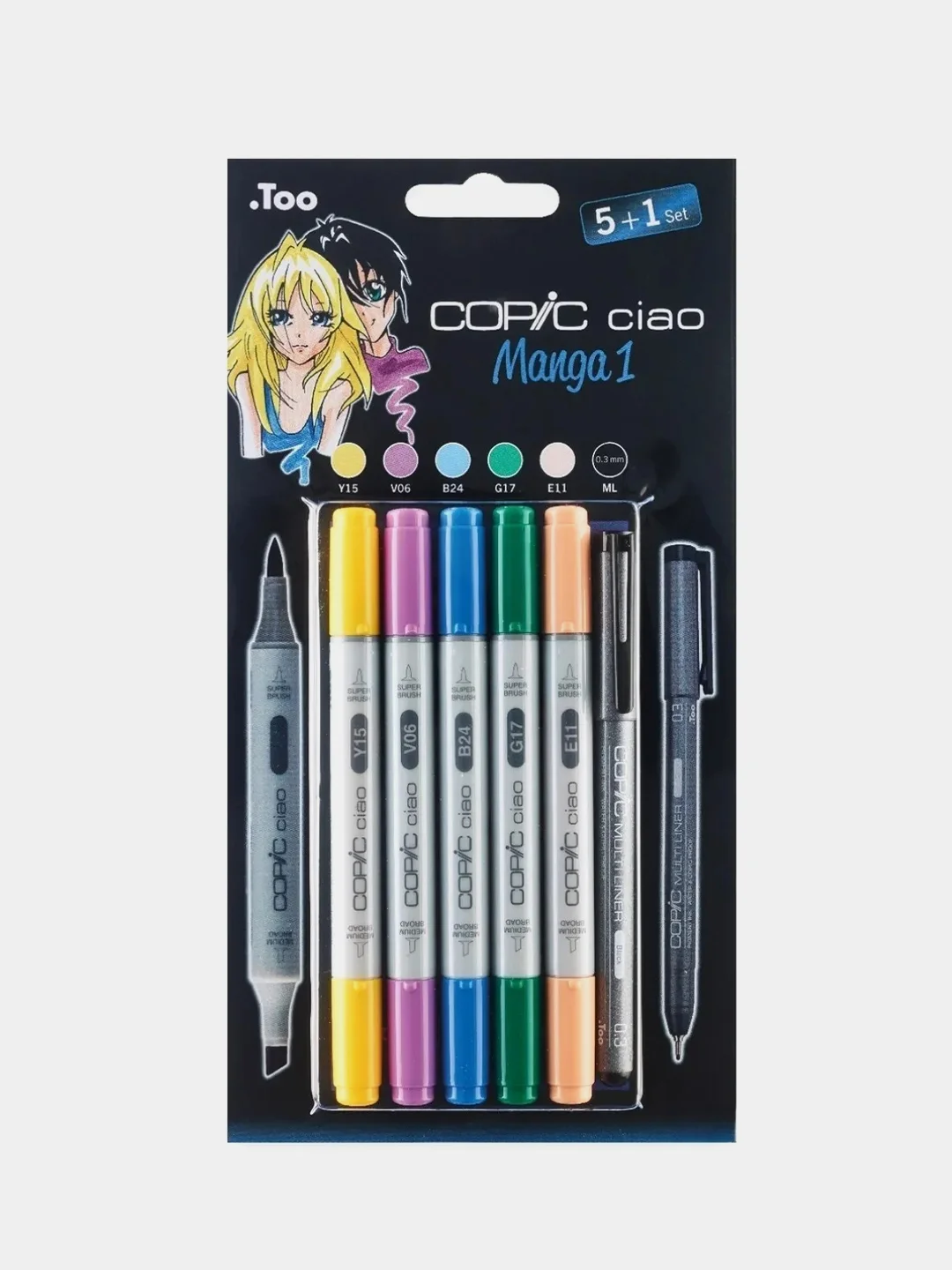 Набор маркеров Copic Ciao, 5 штук с мультилинером 0.3 мм, в блистере