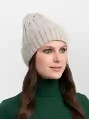 Бежевый шапка вязаная, женская, зимняя