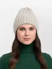 Бежевый шапка вязаная, женская, зимняя