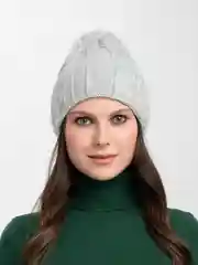 Серебряный шапка вязаная, женская, зимняя