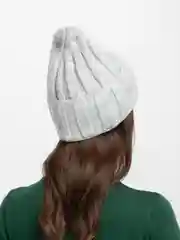 Серебряный шапка вязаная, женская, зимняя