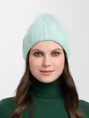 Мятный шапка вязаная, женская, зимняя