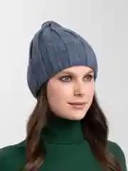 Синий меланж шапка вязаная, женская, зимняя