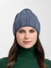 Синий меланж шапка вязаная, женская, зимняя