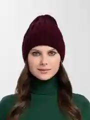 Бордовый шапка вязаная, женская, зимняя