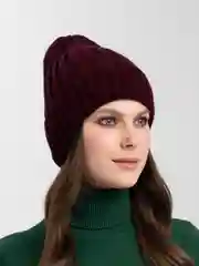 Бордовый шапка вязаная, женская, зимняя