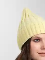 Желтый шапка вязаная, женская, зимняя