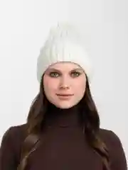 Белый шапка вязаная, женская, зимняя