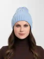 Голубой шапка вязаная, женская, зимняя