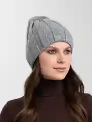 Серый шапка вязаная, женская, зимняя