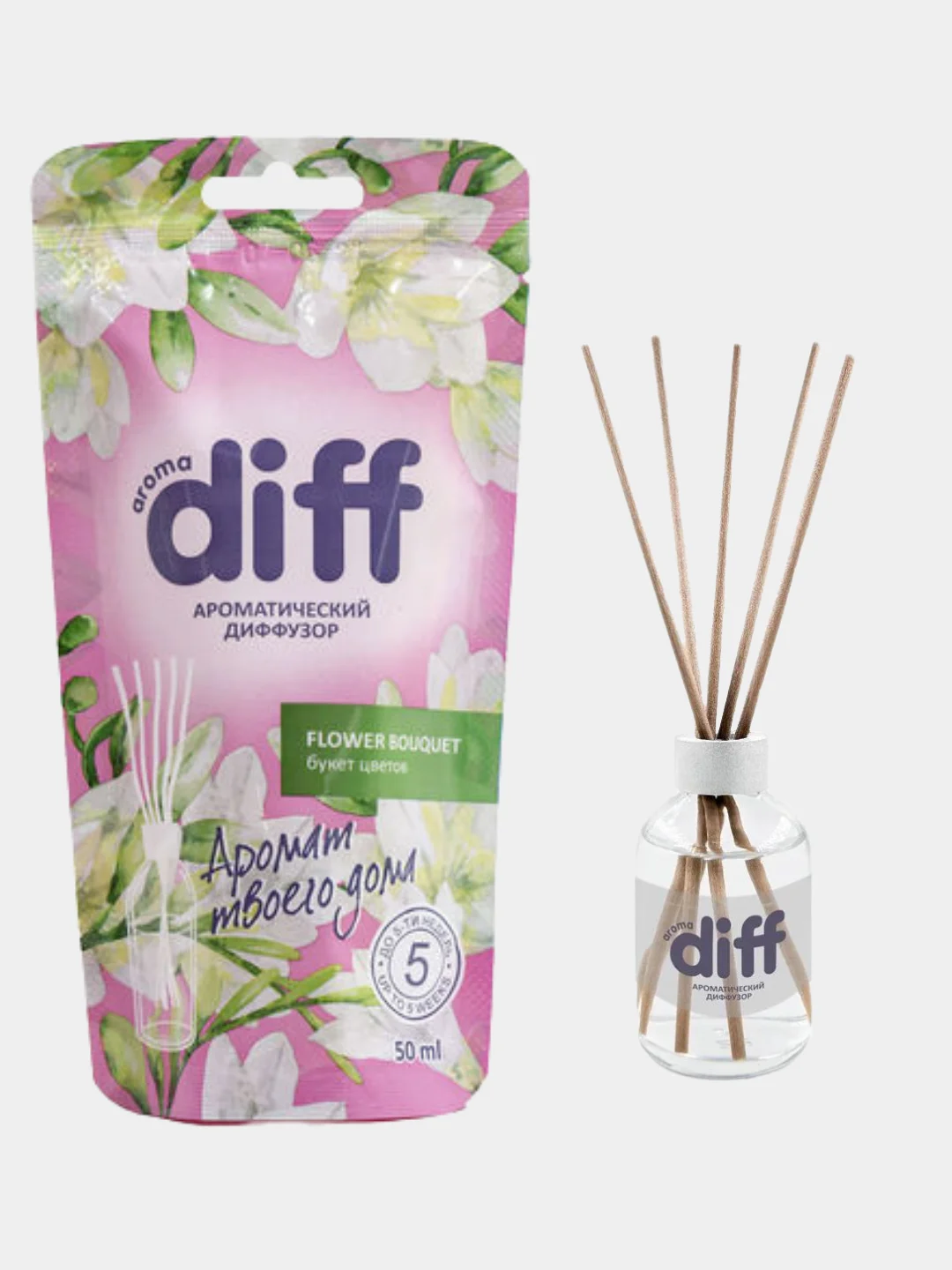 Ароматический диффузор "Aroma Diff", с палочками, аромадиффузор для дома, 50 мл