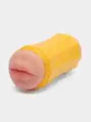 Желтый мастурбатор мужской, двусторонний, с вибрацией