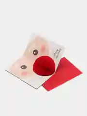 Красный новогодняя 3D открытка в красном подарочном конверте, 10,5 х 15,5 см