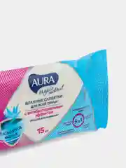 Влажные салфетки Aura c антибактериальным эффектом, 15 шт по 2/3/4/5шт