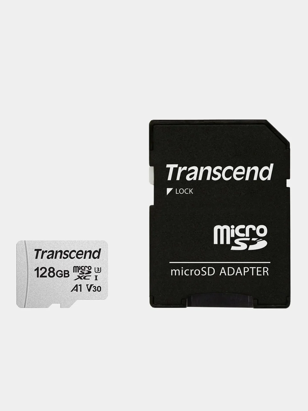 Карта памяти с адаптером Transcend microSD 300S Class 10 (U1 / A1), память 100MB/s