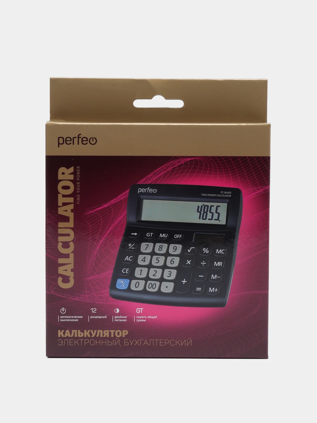 Калькулятор Perfeo PFB4855, бухгалтерский, черный