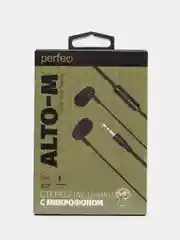 Черный наушники внутриканальные c микрофоном Perfeo ALTO-M, разные цвета