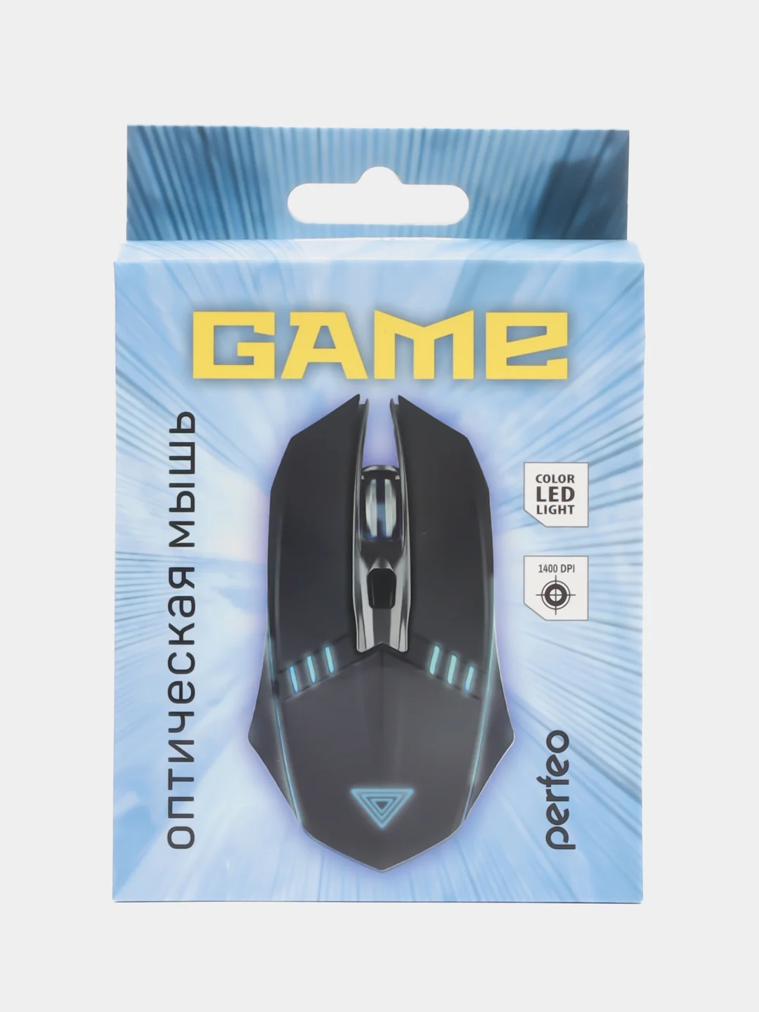 Мышь оптическая Perfeo GAME, 4 кнопки, USB, чёрная, Game Design, RGB подсветка, 1400 DPI