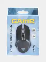 Мышь оптическая Perfeo GAME, 4 кнопки, USB, чёрная, Game Design, RGB подсветка, 1400 DPI
