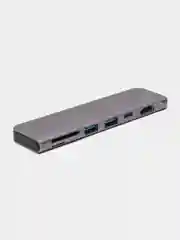 Серый адаптер для MacBook Pro/Air, USB 3.0, Type-C, HDMI 4K, TF SD Reader