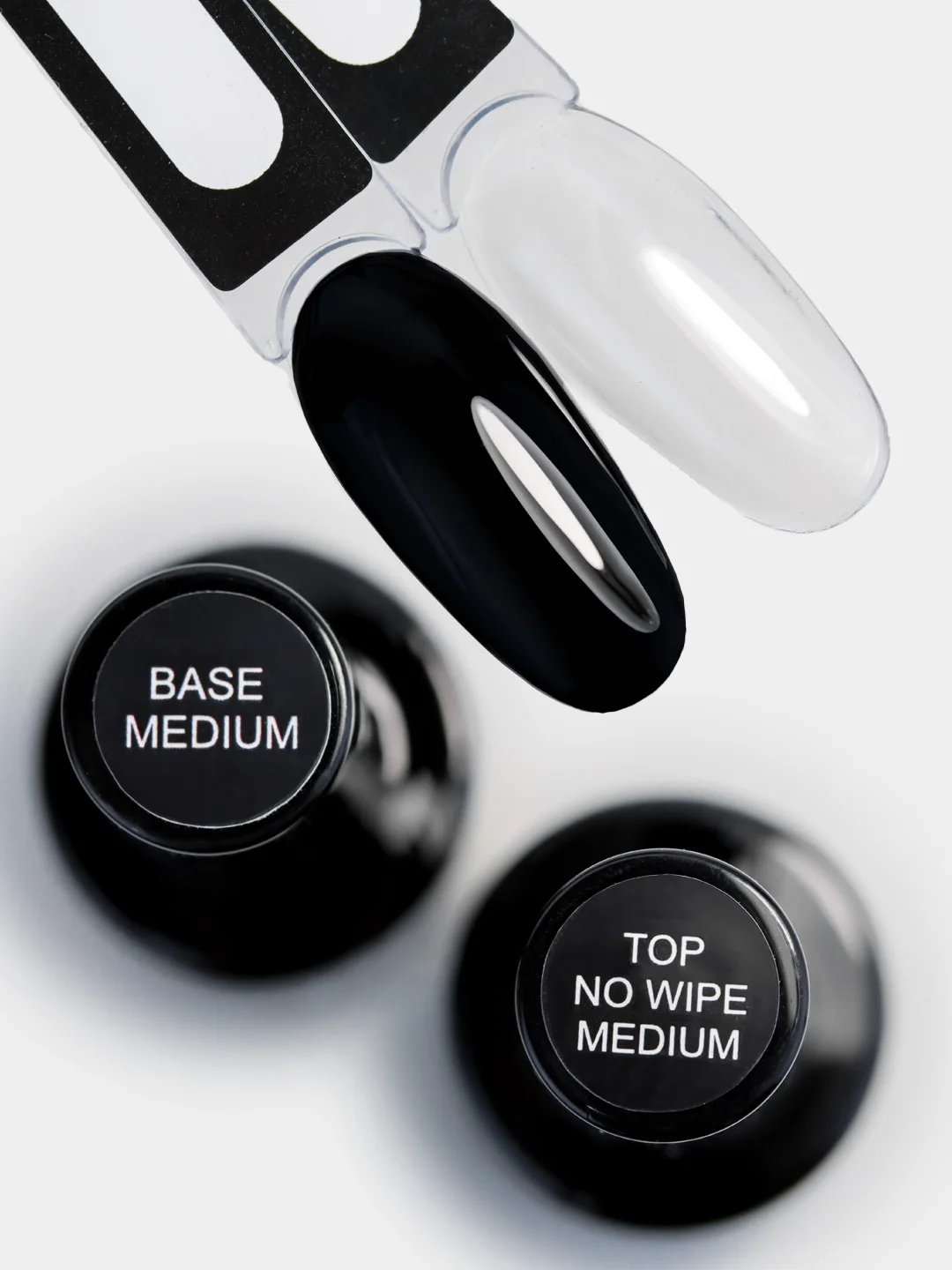 Прозрачный набор для маникюра: Base Medium viscosity, 10 г и Top No Wipe Medium, 10 г