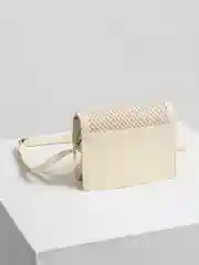 Белый женская кожаная сумка кросс-боди, с джутом