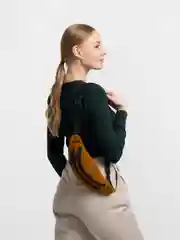 Коричневый поясная сумка, вельветовая, унисекс