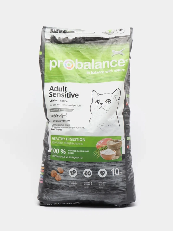 Корм сухой Probalance, для кошек с чувствительным пищеварением, с курицей и рисом, 10 кг