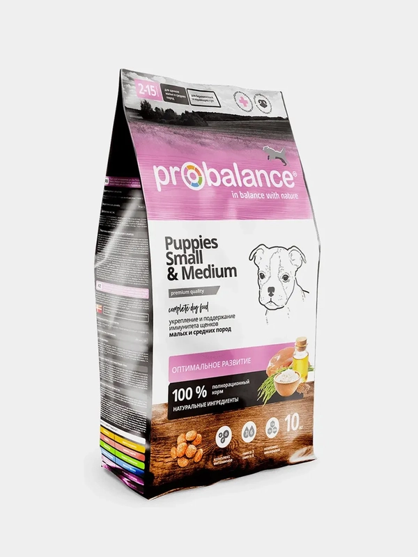 Корм сухой ProBalance "Puppies Small & Medium", для щенков малых и средних пород, 10 кг