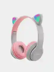 Серый беспроводные детские наушники Cat Ear P47M со светящимися ушками