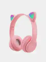 Розовый беспроводные детские наушники Cat Ear P47M со светящимися ушками