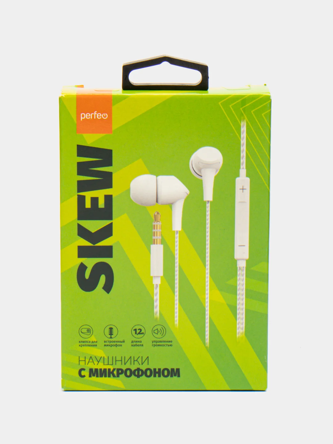Белый наушники внутриканальные c микрофоном Perfeo SKEW, цвет белый, чёрный