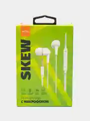 Белый наушники внутриканальные c микрофоном Perfeo SKEW, цвет белый, чёрный