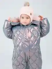 Серый детский зимний комбинезон для девочек