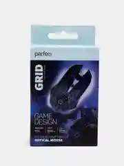 Мышь оптическая Perfeo Grid, 4 кнопки, USB, подсветка, 800-1600 DPI