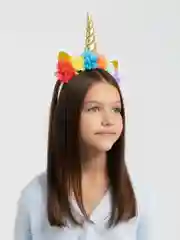 Золотой ободок "Единорог" с цветами