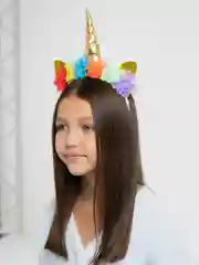 Золотой ободок "Единорог" с цветами