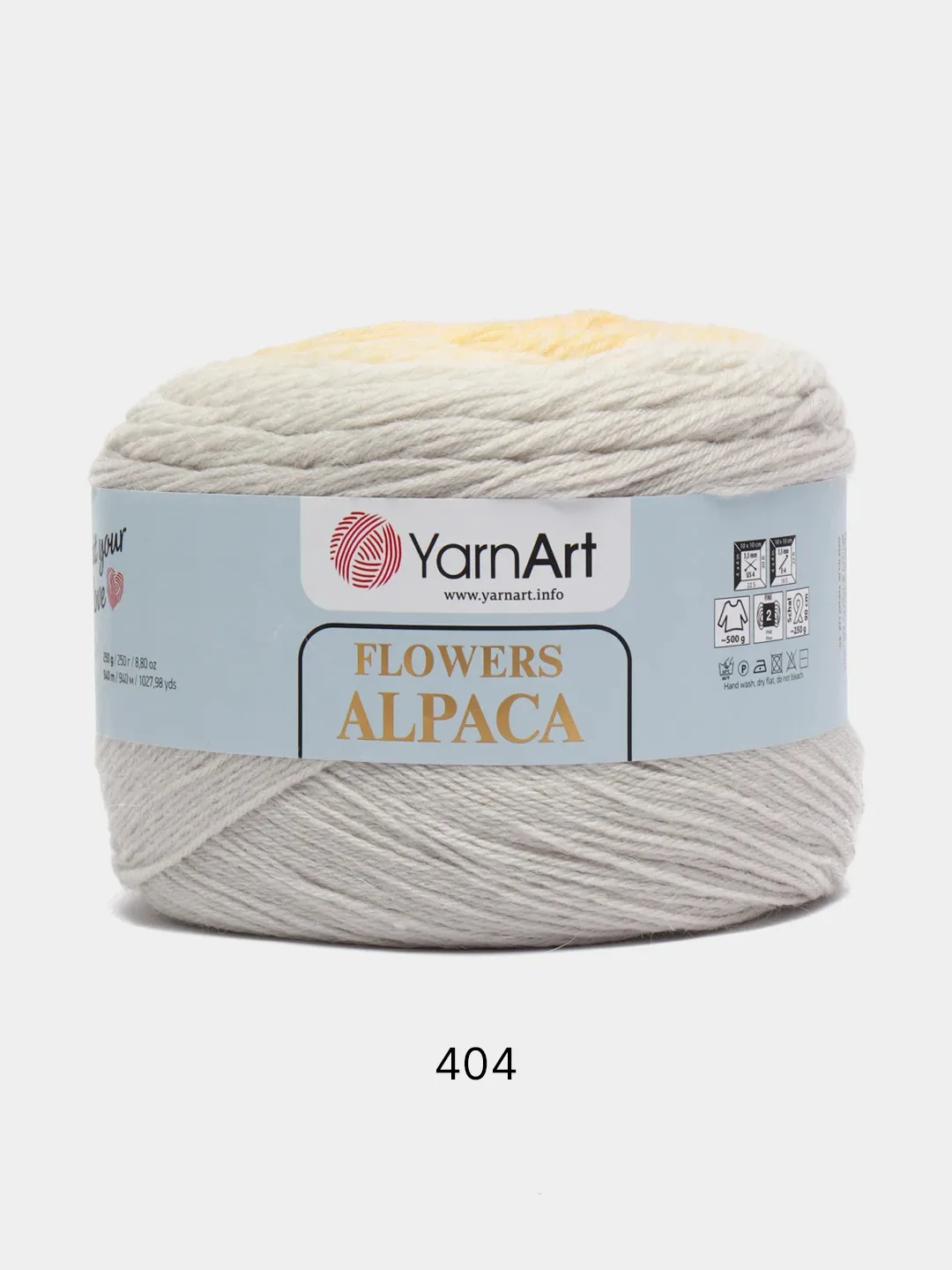 Серебряный пряжа YarnArt Flowers Alpaca, 80% акрил, 20% альпака, 250 г, 940 м, 1 моток