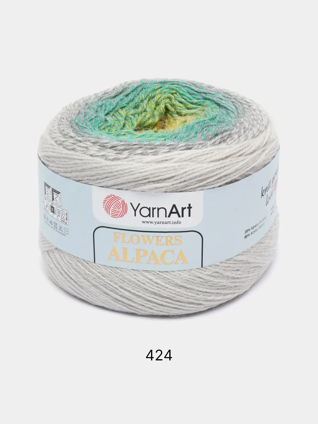Прозрачный пряжа YarnArt Flowers Alpaca, 80% акрил, 20% альпака, 250 г, 940 м, 1 моток