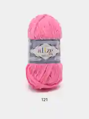 Розовый пряжа плюшевая Alize Velluto, 100% микрополиэстер, 100г, 68м, плюшевая, велюровая веллюто