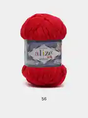 Красный пряжа плюшевая Alize Velluto, 100% микрополиэстер, 100г, 68м, плюшевая, велюровая веллюто